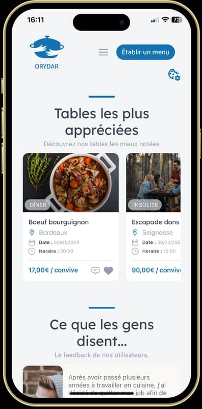 Orydar - Culinary Experience Booking Mobile App - Image 1