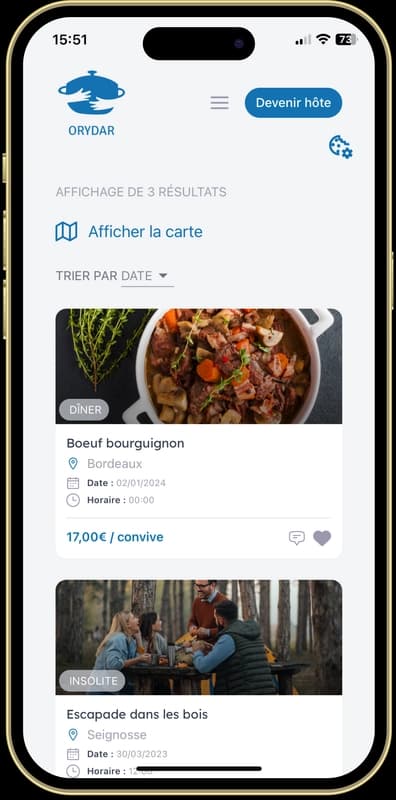 Orydar - Culinary Experience Booking Mobile App - Image 2